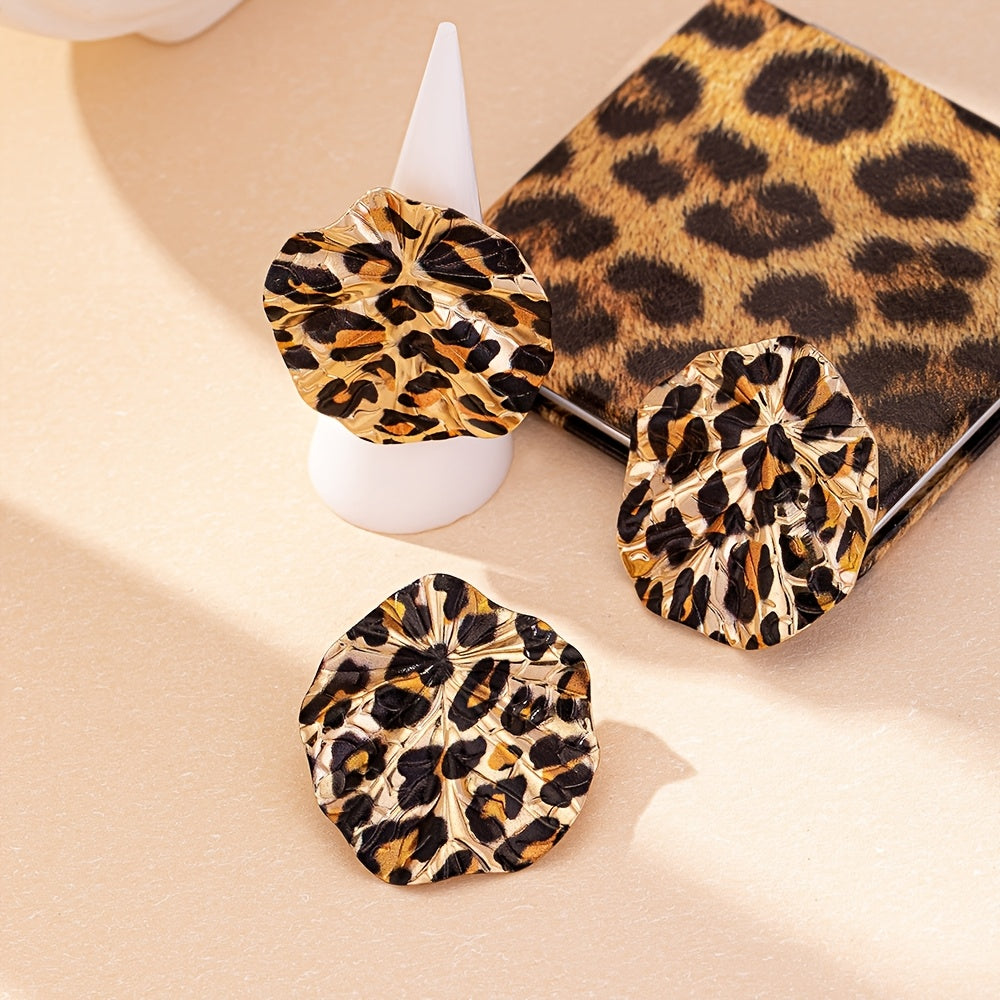 3pcs Set Retro Leopard Print Chic Jewelry