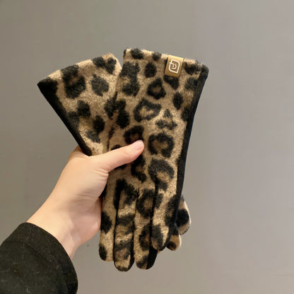 Leopard Print Winter Gloves