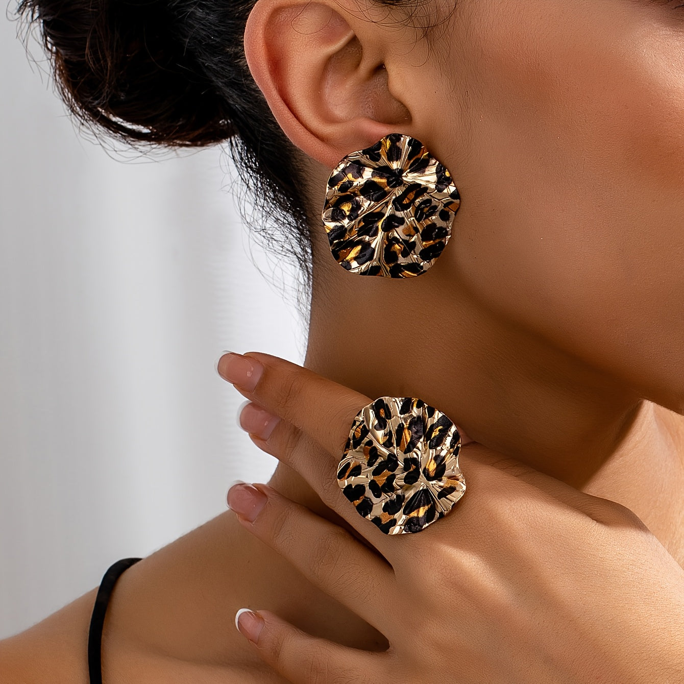 3pcs Set Retro Leopard Print Chic Jewelry