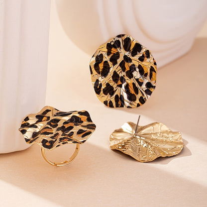 3pcs Set Retro Leopard Print Chic Jewelry