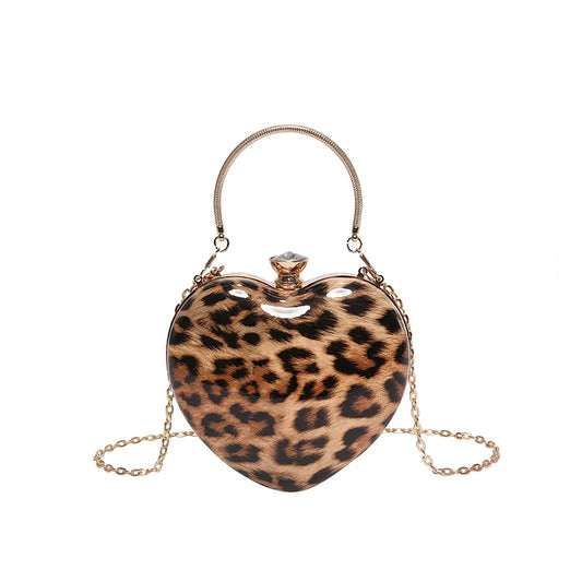 Leopard Print Heart Bag