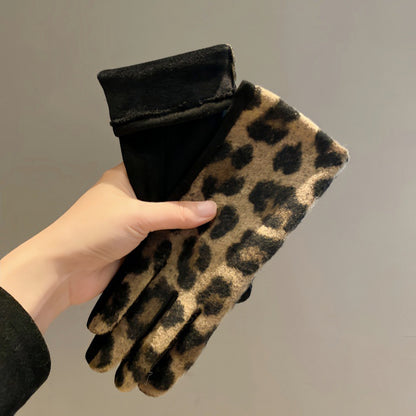 Leopard Print Winter Gloves